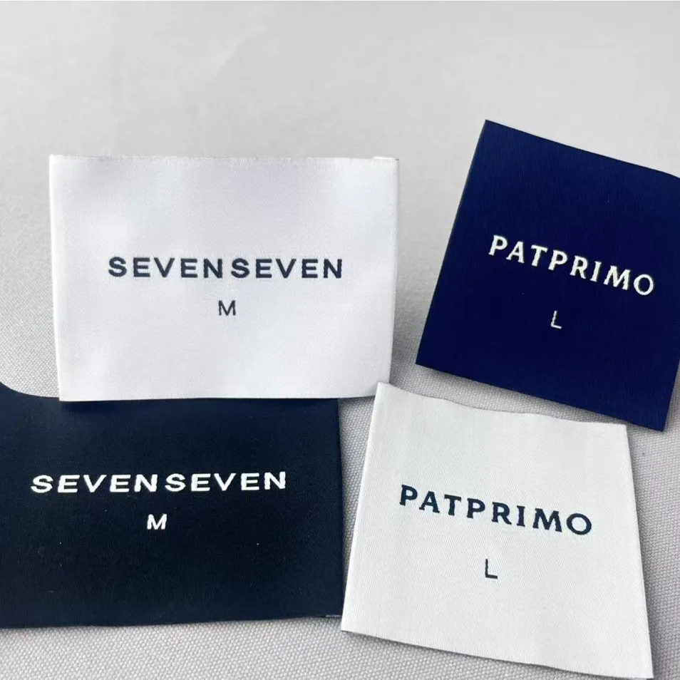 Custom ODM OEM Sewed Luxury Soft Satin Private Clothing Woven Label T-Shirt Garment Main/Neck Label Tags