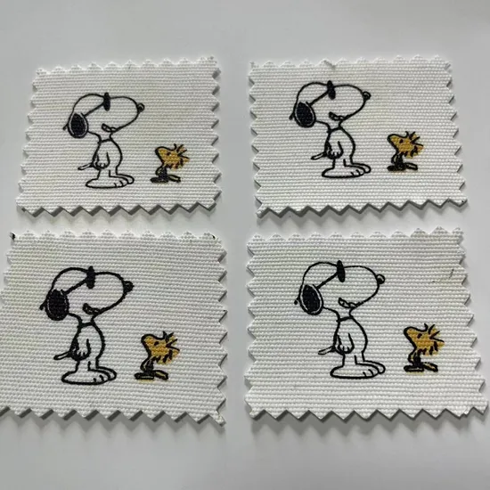 Hot Sale Plastisol Printed Canvas Label for Fashion Brands