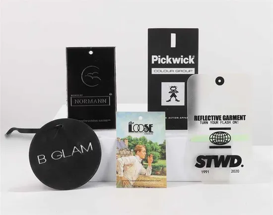 Garment Accessories Custom Logo Label Black Cardboard Foil Touch-Sensitive Film + UV Paper Hang Tag for Clothing