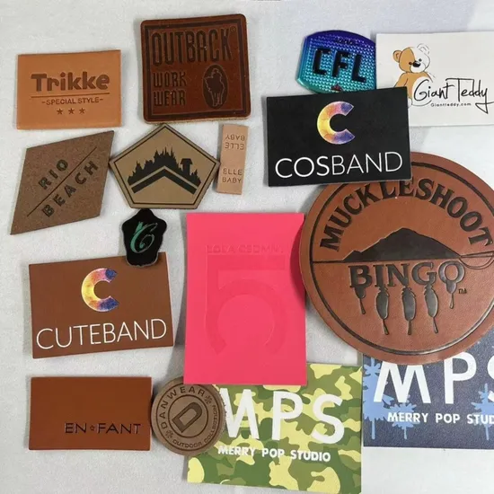 Premium Stylish Clothing Label Leather PU Debossed Stamp Foldable Leather Label Patch for Clothing
