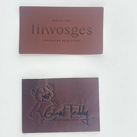 Custom Logo Embossed Genuine Cow Leather Patch for Jeans Jackets Garment Accessories