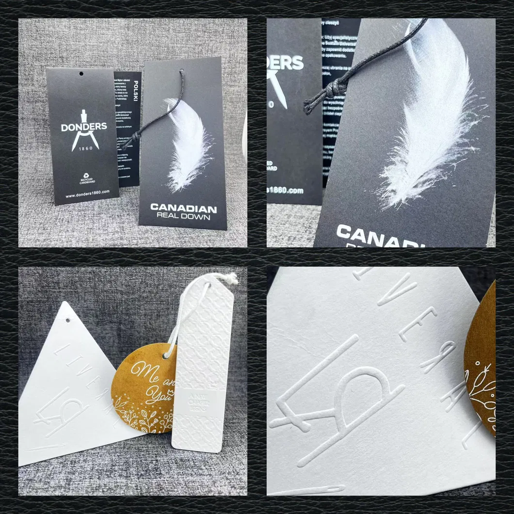 Premium Custom Luxury Embossed Silk Fabric Clothing Brand Identity Black Card Hangtag
