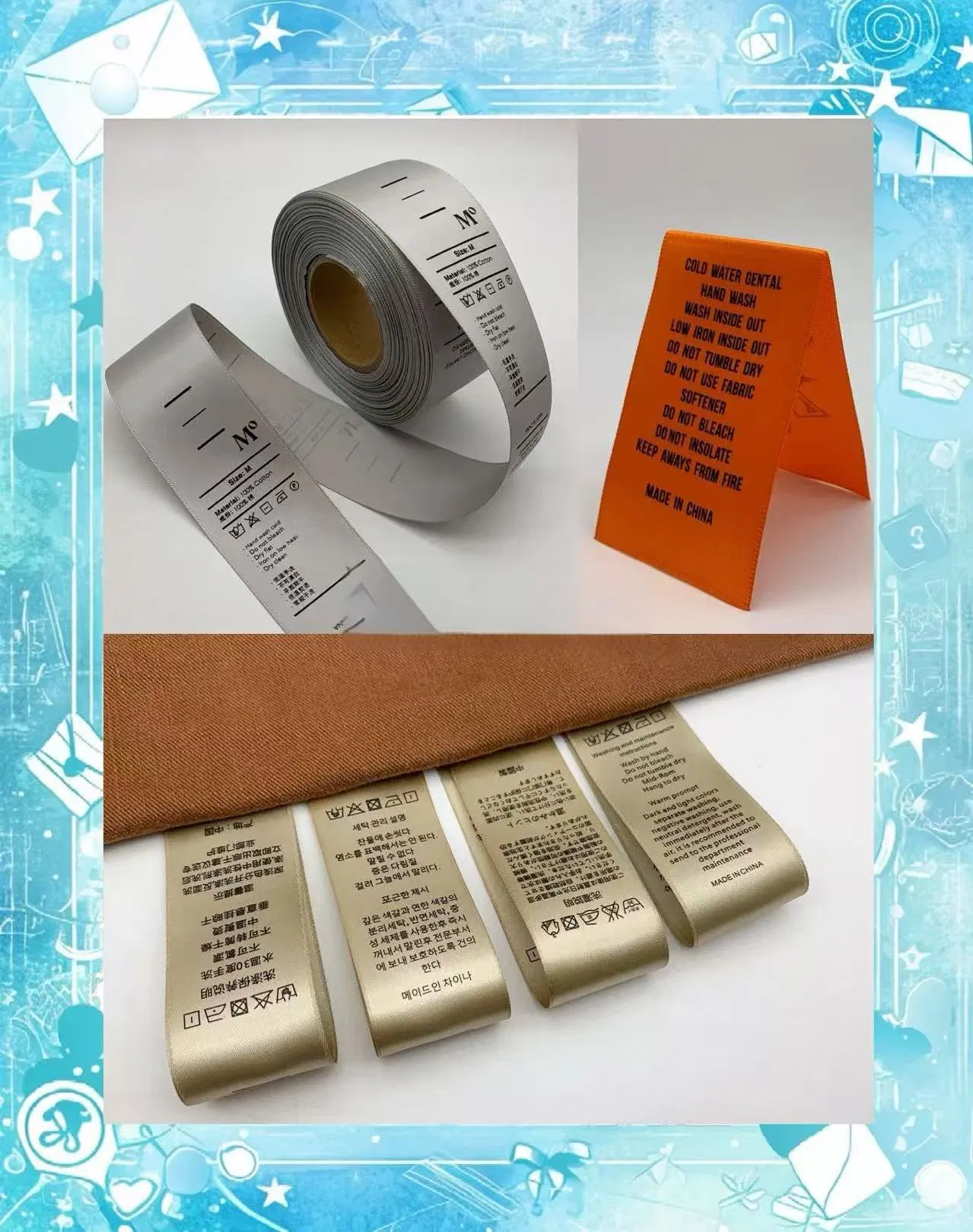 Clear &amp; Easy-to-Read Care Printing Labels with Brand Logo