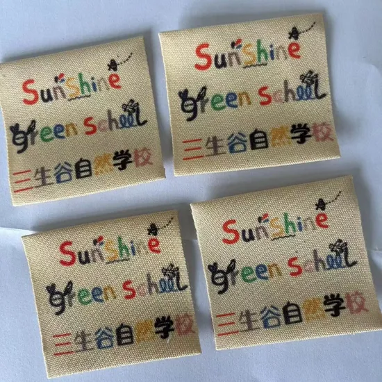 Hot Sale Plastisol Printed Canvas Label for Fashion Brands
