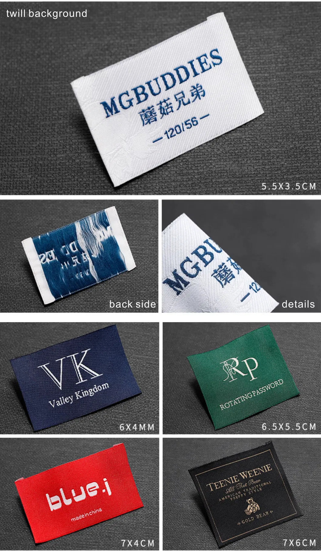Garment Accessories Custom Damask High Density Polyester Fabric Clothing Woven Label