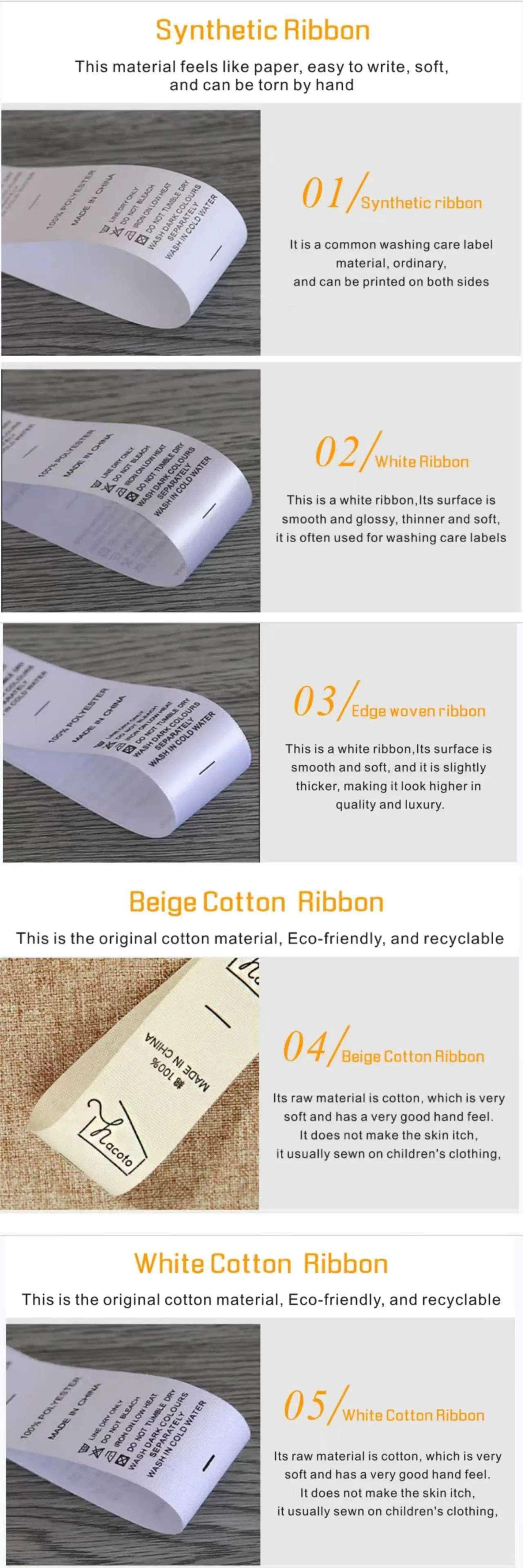Small Size Soft &amp; Skin-Friendly Care Printing Labels for Intimate Wear