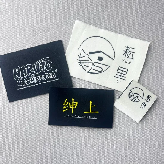 OEM ODM Woven Labels Damask High Density Polyester Fabric Clothing Woven Label Garment Clothing Label