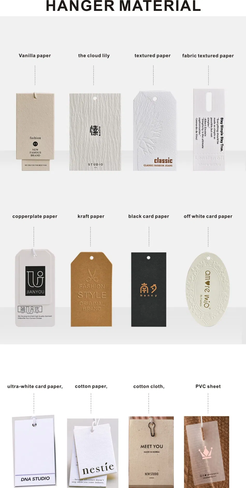 Garment Accessories Custom Logo Label Black Cardboard Foil Touch-Sensitive Film + UV Paper Hang Tag for Clothing