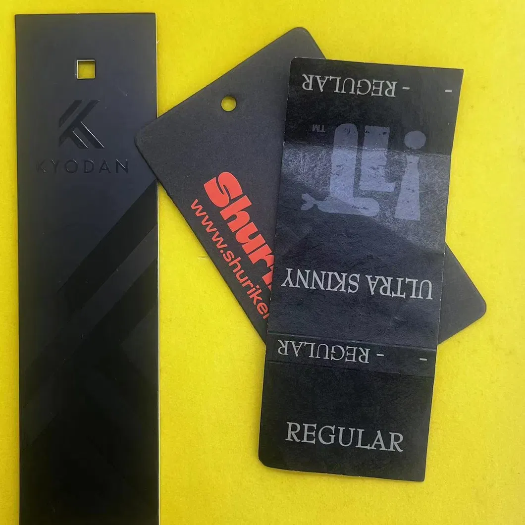 Premium Custom Luxury Embossed Silk Fabric Clothing Brand Identity Black Card Hangtag