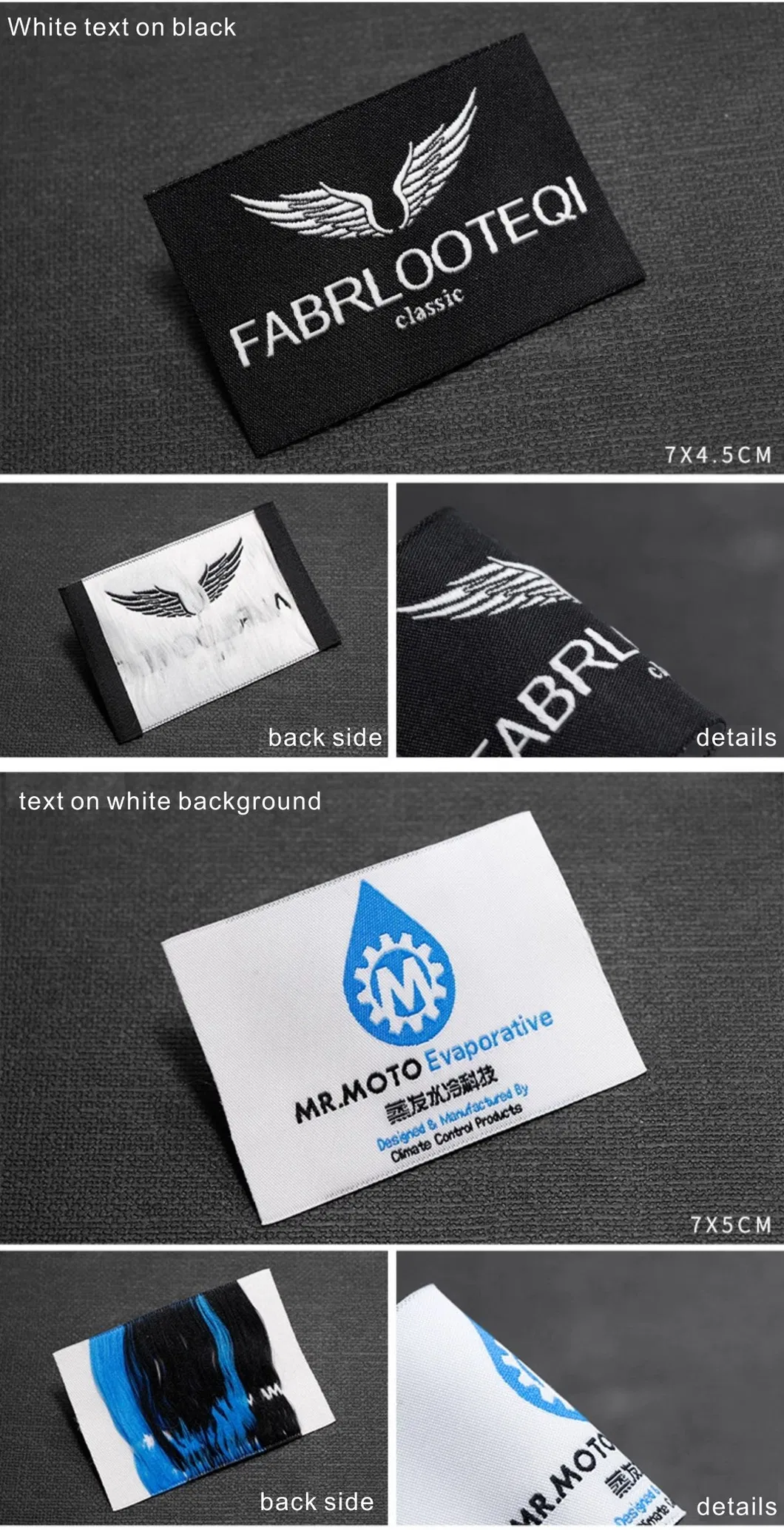 Garment Accessories Custom Damask High Density Polyester Fabric Clothing Woven Label